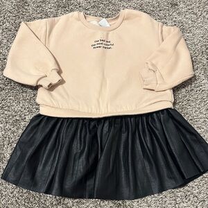 Beige and Black Zara Toddler Dress
